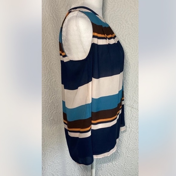 MEADOW RUE Top Anthropologie Peasant Boho Beachstripe Blouse Stripe Blue Xsmall - Picture 2 of 14